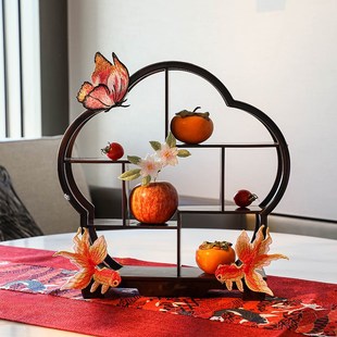 中式早生贵子果盘提篮干果喜糖盒婚房布置四宫格订婚结婚装饰摆台