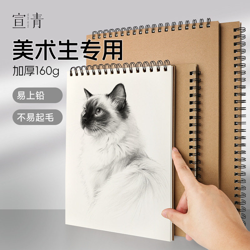 宣青素描本a4线圈速写本写生本绘画本美术生8k手绘便携写生素描本