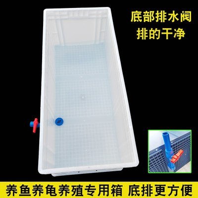 加厚周转箱底部排水养龟箱超大养鱼养殖盆底部排水阀塑料箱