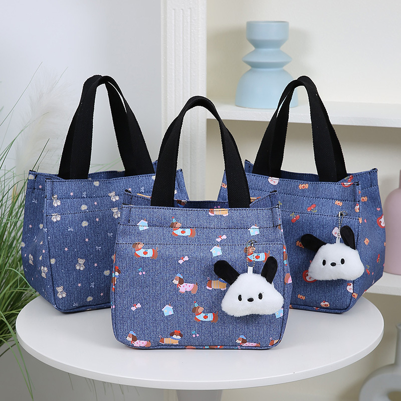 爆款小熊印花手提包防水大容量帆