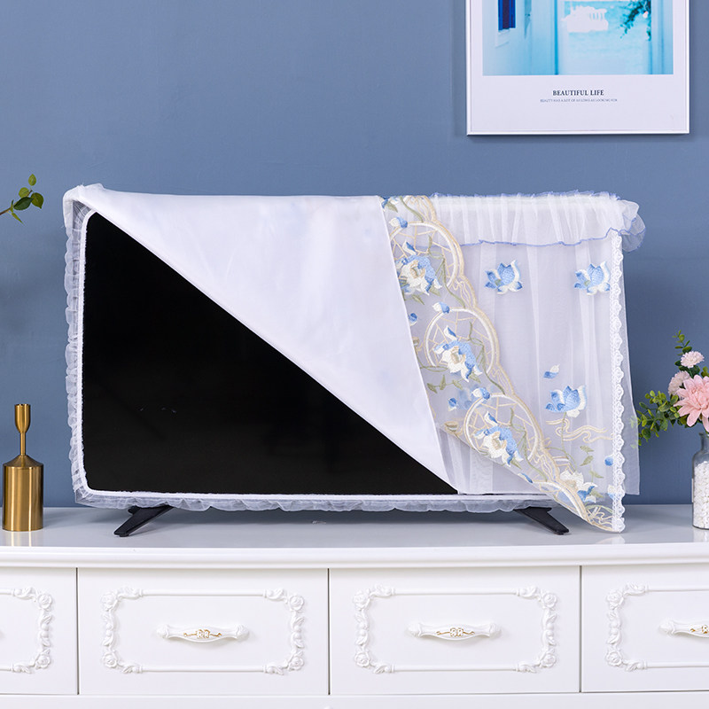 家用挂式蕾丝50寸55寸开机不取电视罩坐式液晶65寸电视机防尘罩套
