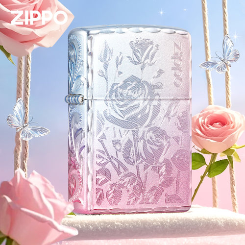 zippo打火机正品七彩倾心玫瑰