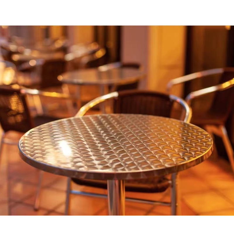 铝桌子咖啡桌不锈钢小方桌洽谈桌圆桌展会桌奶茶店工业风可定制