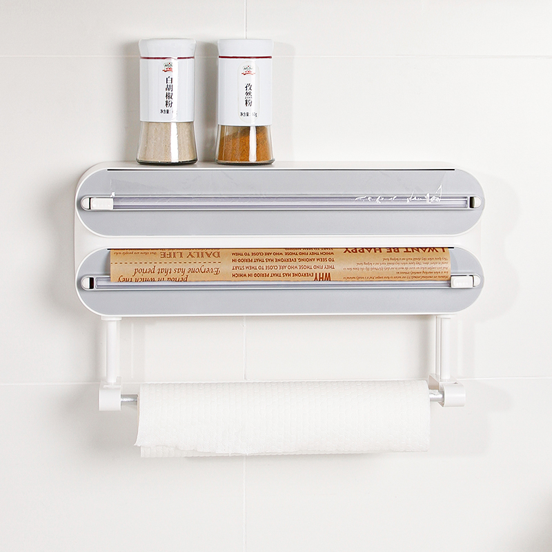 御仕家三合一保鲜膜切割器厨房磁吸冰箱家用壁挂式锡纸收纳切割盒