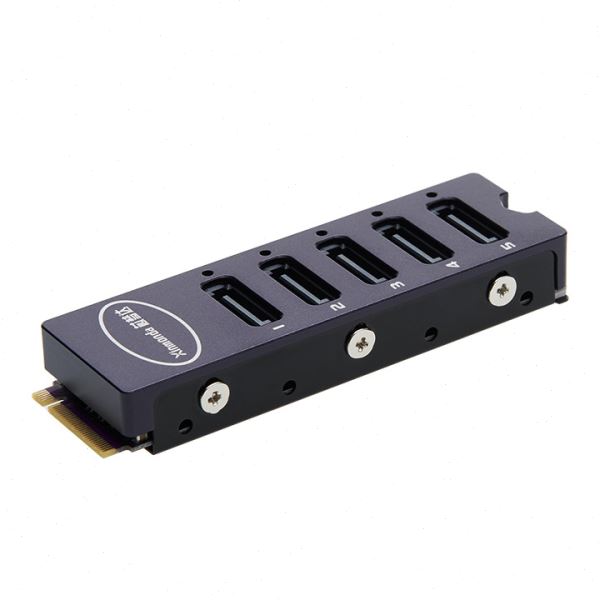 芯梦达 M.2 NVMe转5口SATA3.0转接卡JMB585主控PCIe转串口扩展卡