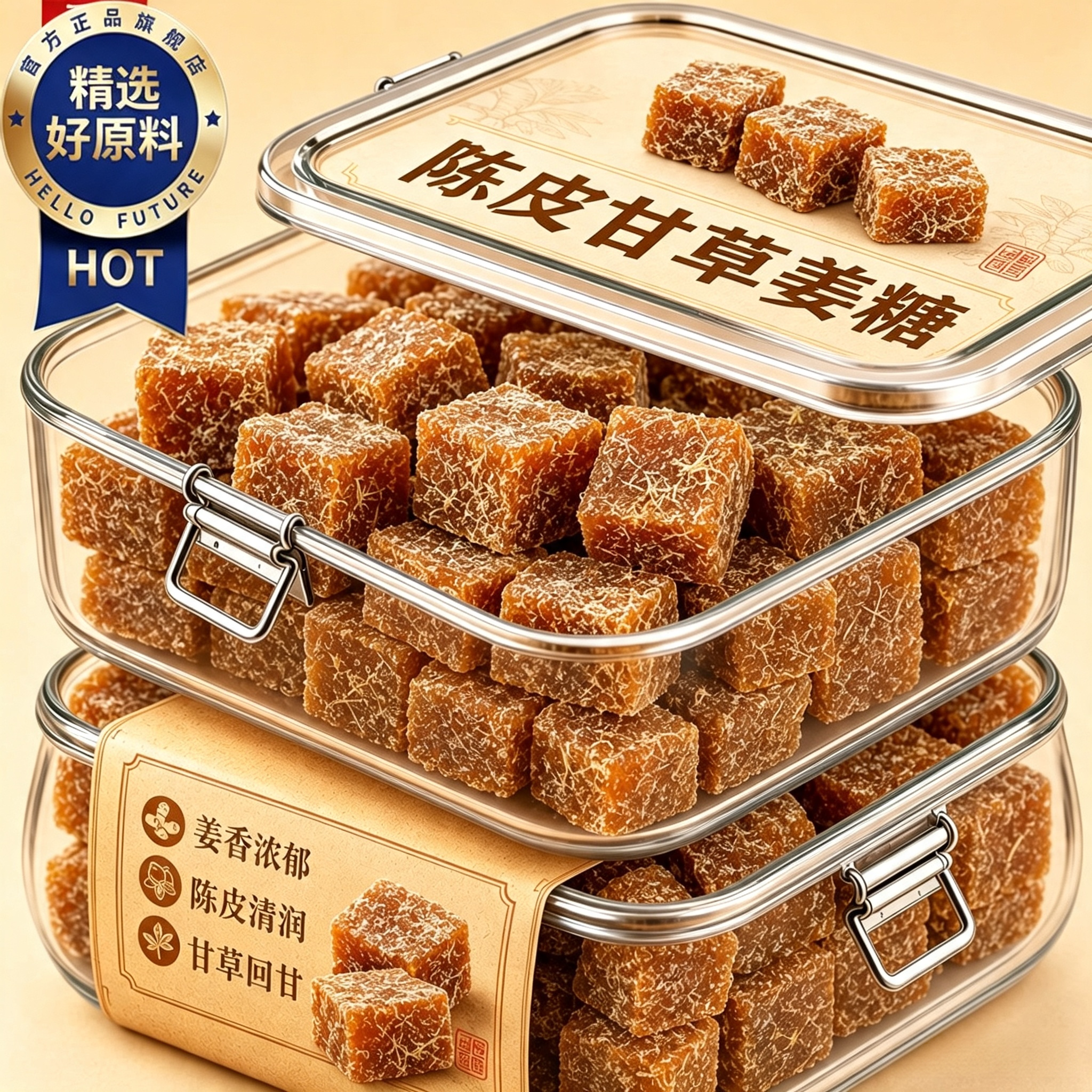 农科院正宗陈皮甘草姜糖老字号官方旗舰店手工精制老姜味独立包装