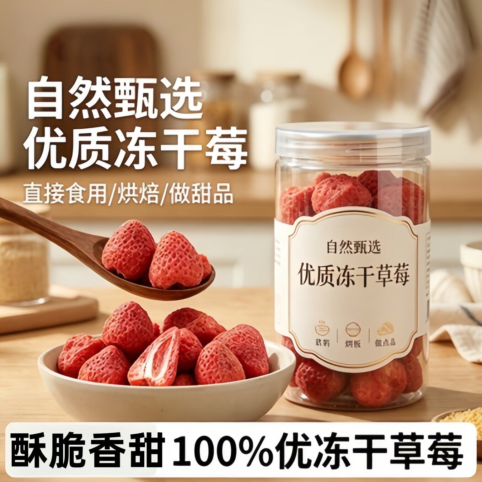 央妈推荐丹东冻干草莓整颗无添加草莓烘焙冻干水果冻干脆零食官方
