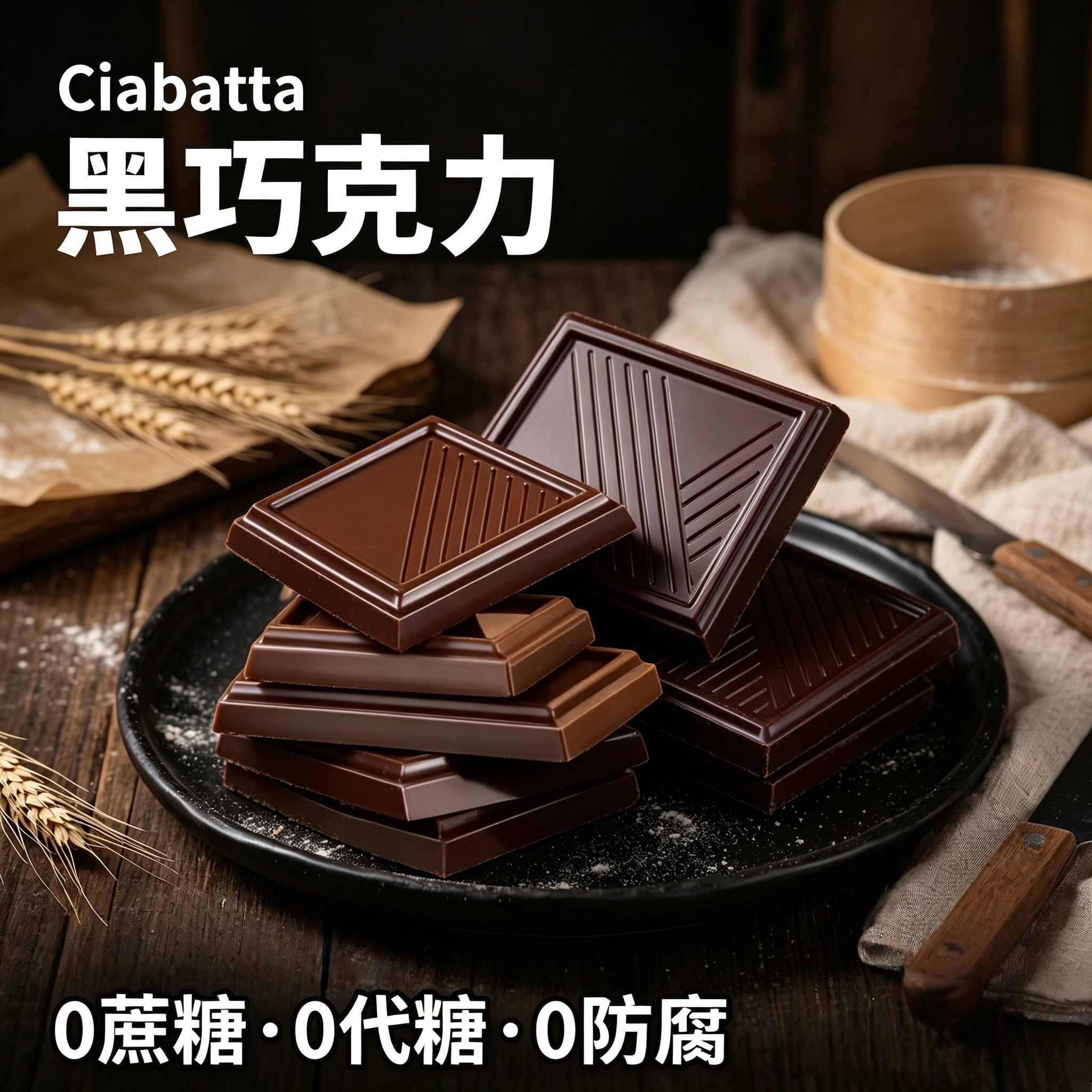 黑巧克力无糖0脂肪酸百分之100纯可可黑巧克力考试专用官方旗舰店