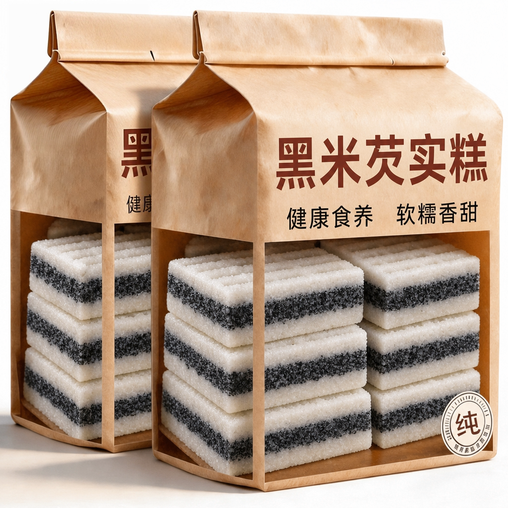 农科院海盐黑米芡实糕旗舰店正品独立小包装无糖低脂糖尿人专用