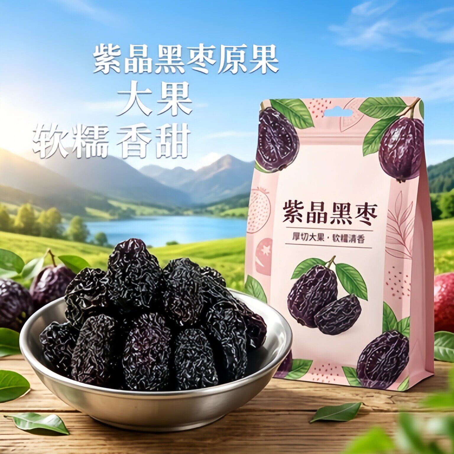 紫晶黑枣新货疆特产级正品官方旗舰店即食泡水煲汤特大枣小零食品