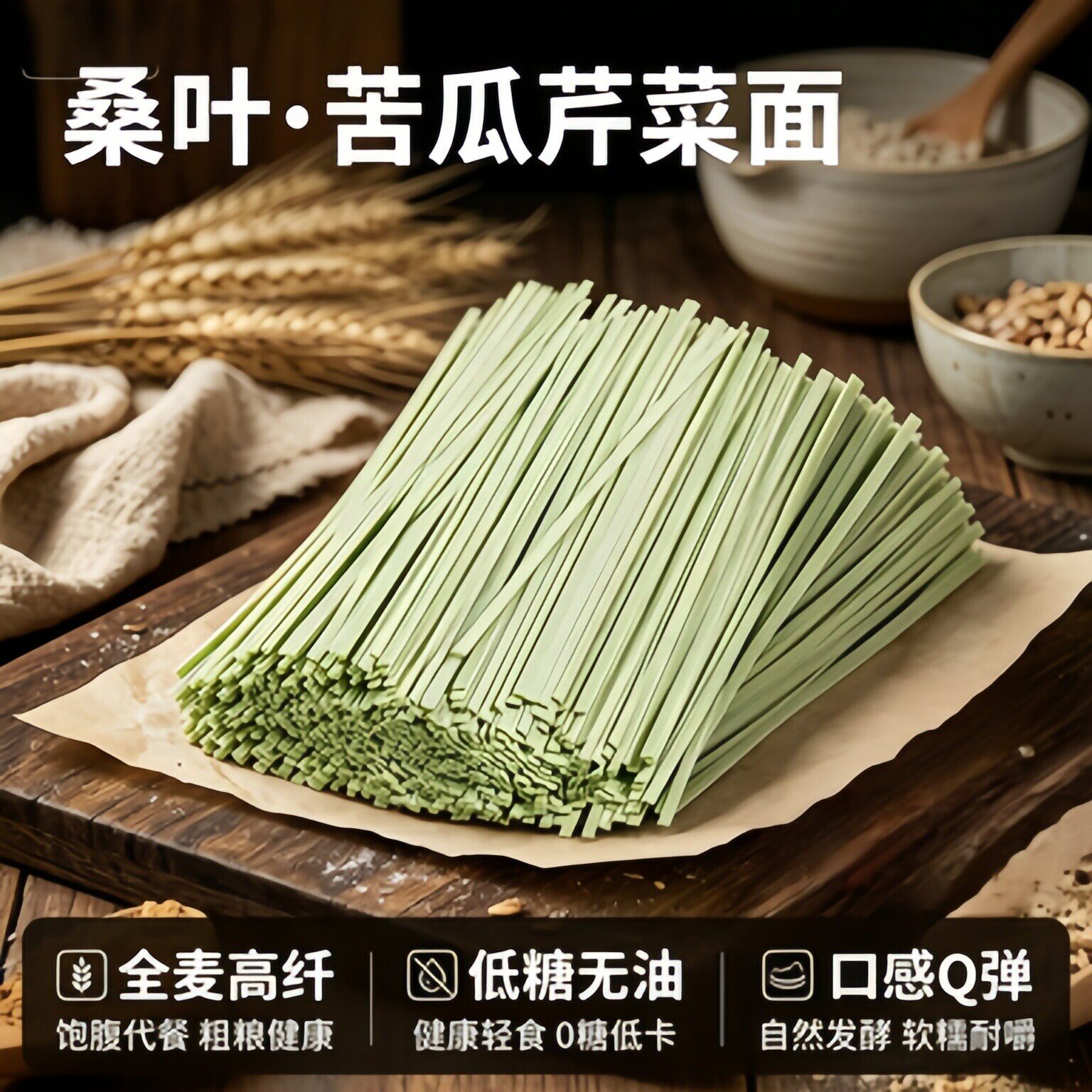 央妈推荐正宗桑叶苦瓜芹菜面条绿色果蔬挂面官方旗舰店粗粮荞麦面