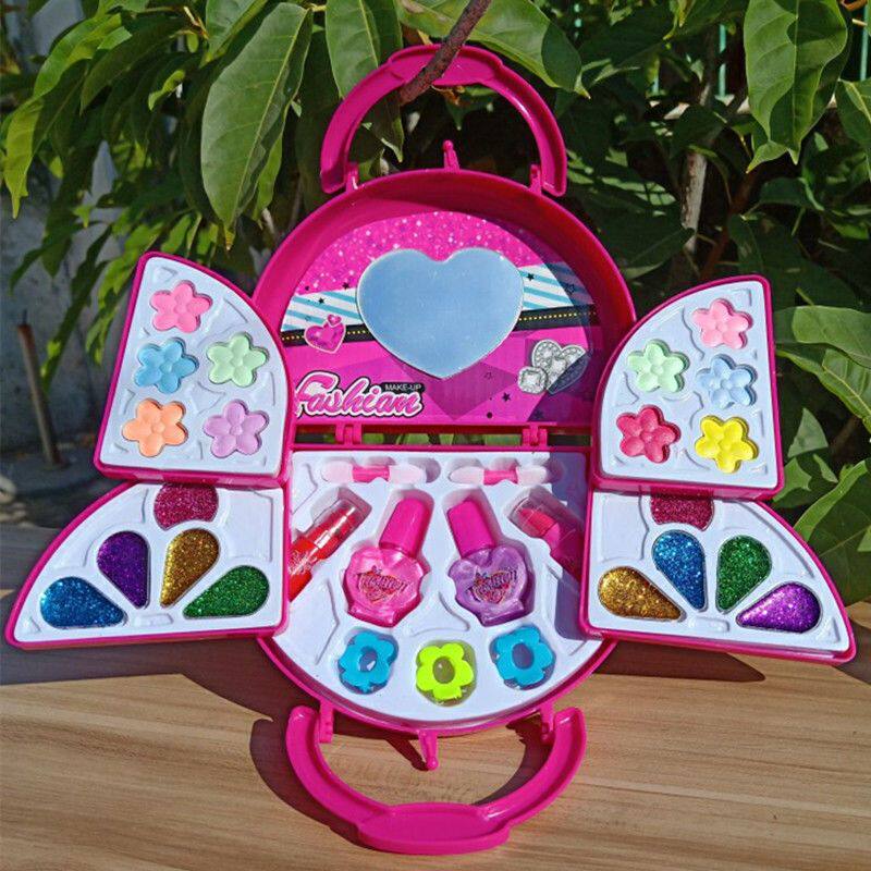 可水洗指甲油公主彩妆盒儿童化妆品套装无毒小女孩过家家化妆玩具