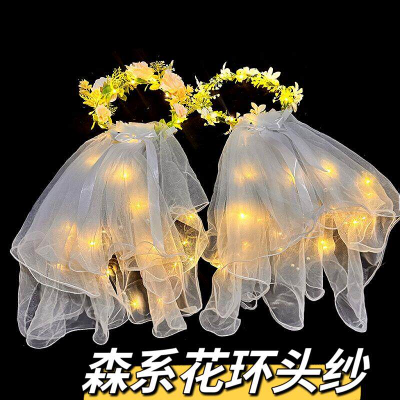 新款森系花环头纱网红公主