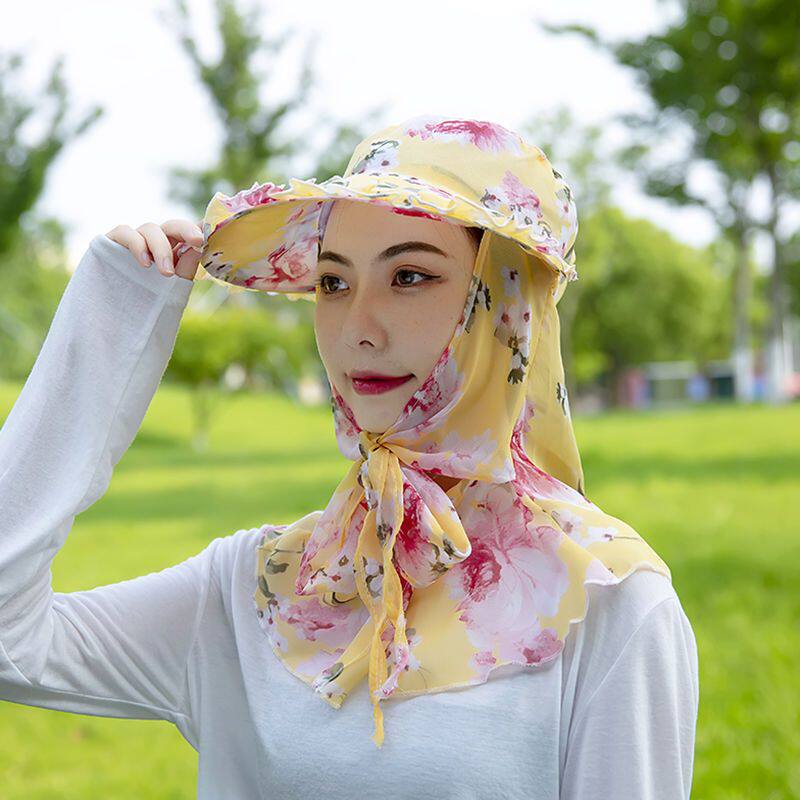网红防晒遮阳大檐帽快手抖音防紫外线遮脸显小干活采茶骑行防风帽