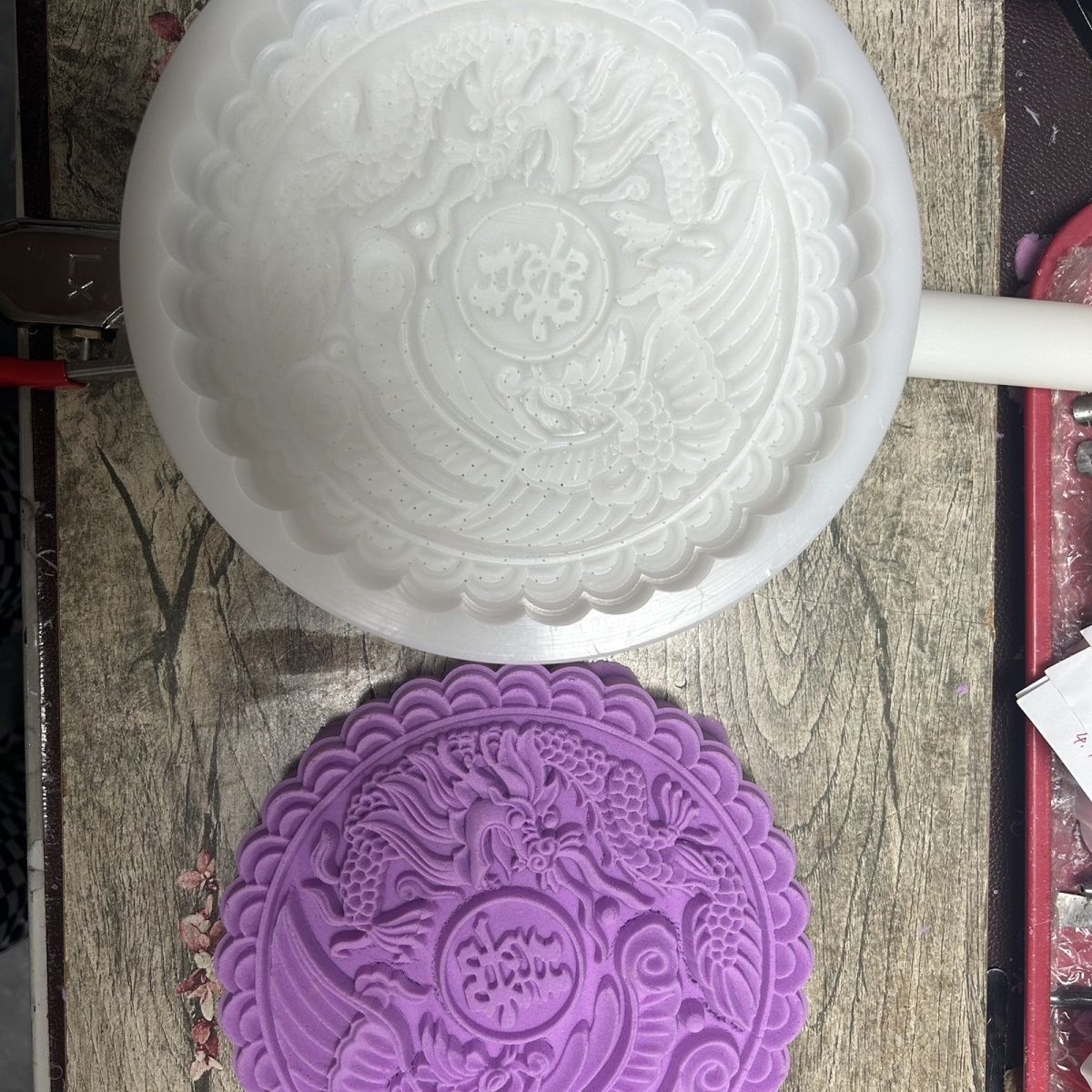 龙凤气动月饼大模具1斤2斤3斤花好月圆烘焙定制定做花纹家用浮雕