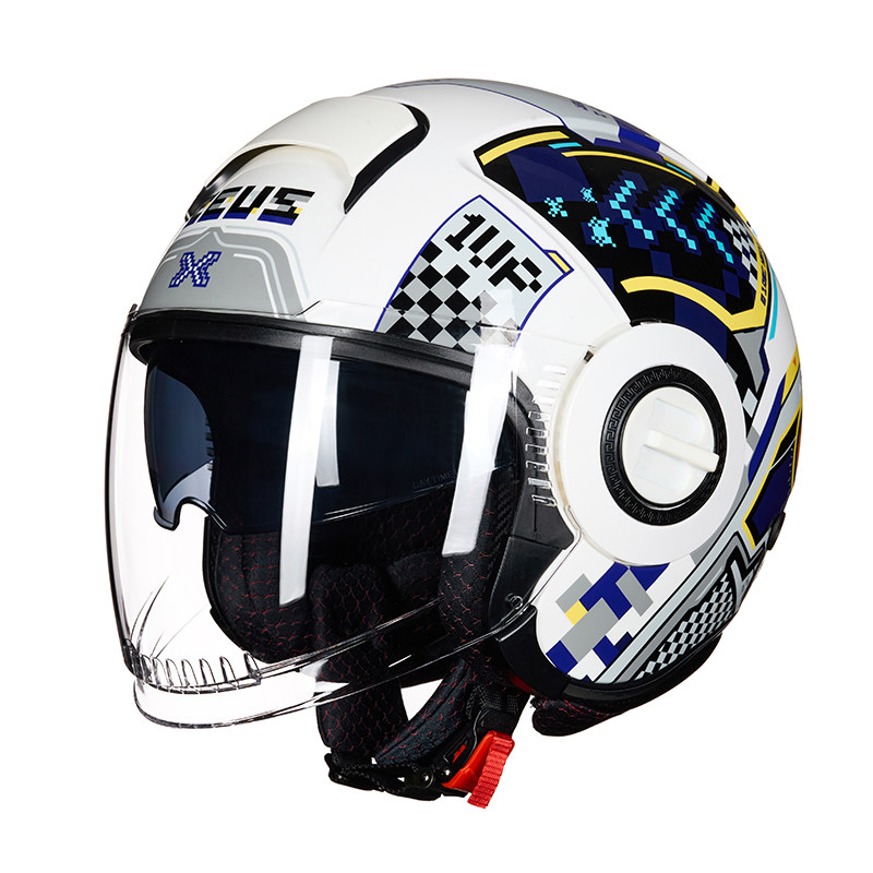 瑞狮夏季b头盔男女士四季通用摩托车半盔双镜片四分之三盔轻便