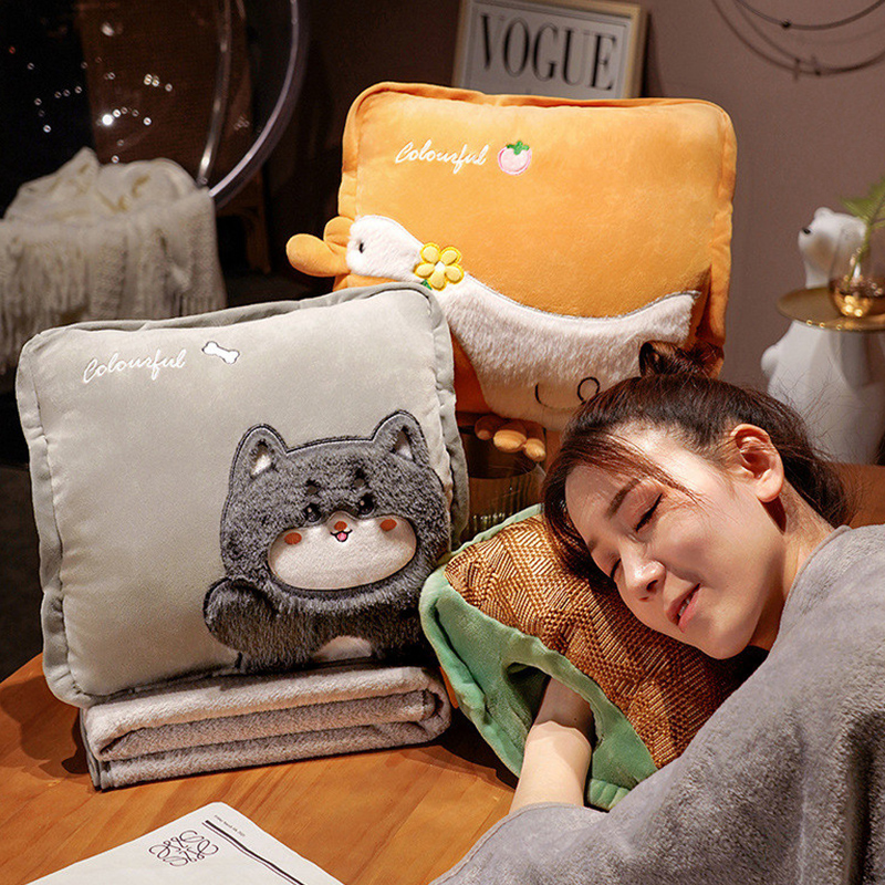 抱枕被子两用靠枕办公室午睡枕头三E合一空调毯车用护腰靠垫车载