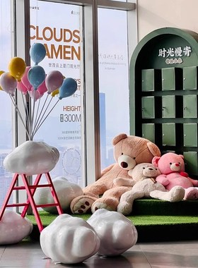 户外网红云朵秋千玻璃钢r雕塑景区民宿告白气球引流打卡装饰大摆
