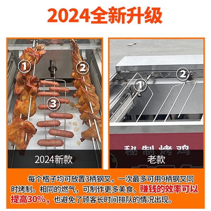 奥尔良摇滚烤鸡炉旋转式自动w商用煤燃气烤鸡腿车机器烤鸭腿烤翅