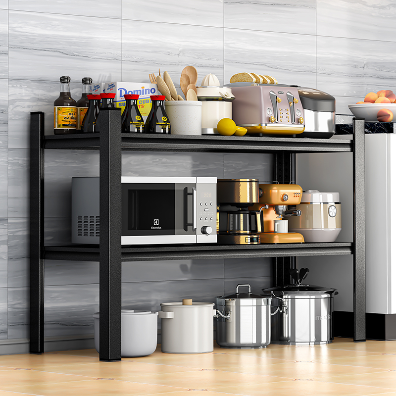 二层厨房置物架落地2层货架储物柜两层锅架子多T层整理放置架双层