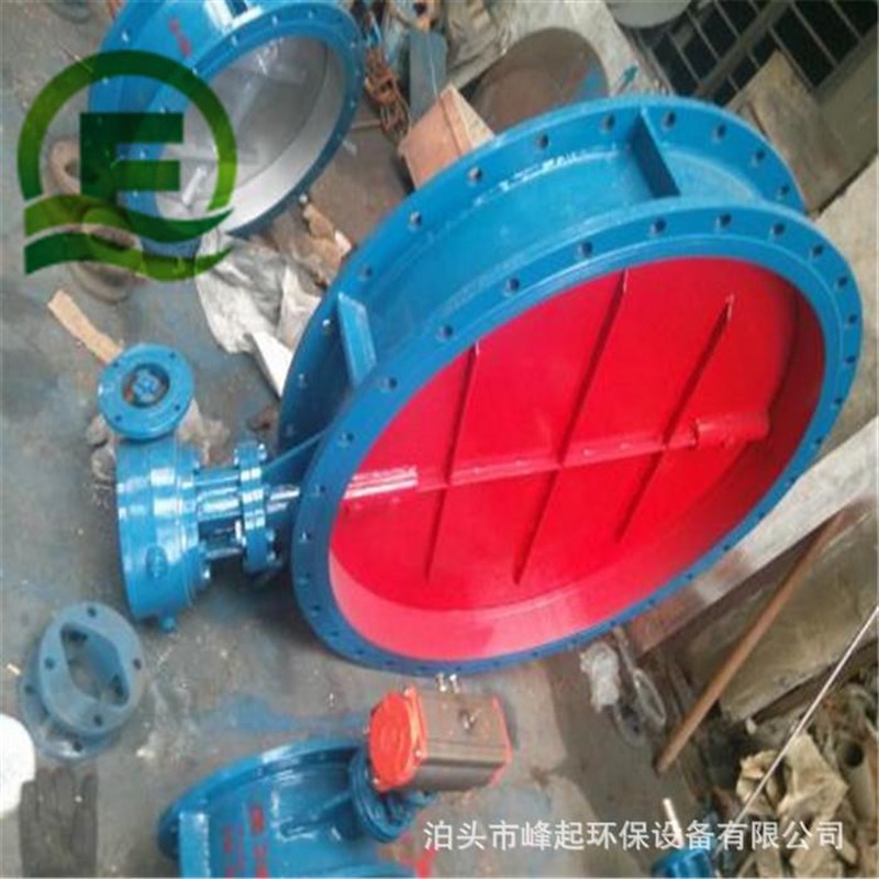 DN550单板烟道风门气动法兰蝶阀气动执行器圆R形通风蝶阀风道风阀