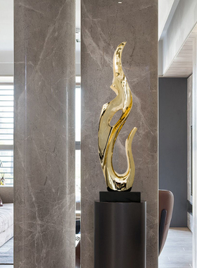 轻奢树脂雕塑摆j件艺术装饰品电镀玄关摆饰样板房客厅大厅创意摆