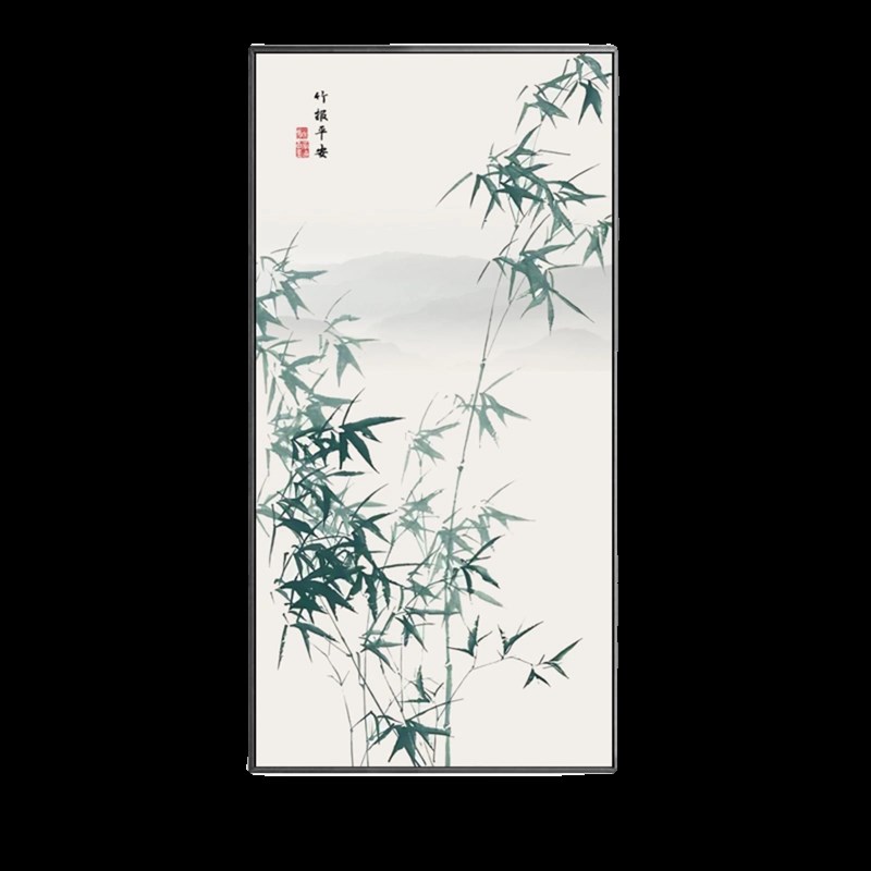竹报平安好寓意新中式禅意水墨装饰画入户玄关客餐厅茶室日式挂画