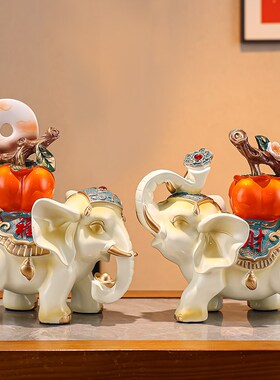 事事如意大象招财摆件玄关酒柜客厅装饰品乔迁新居礼品.家居高级