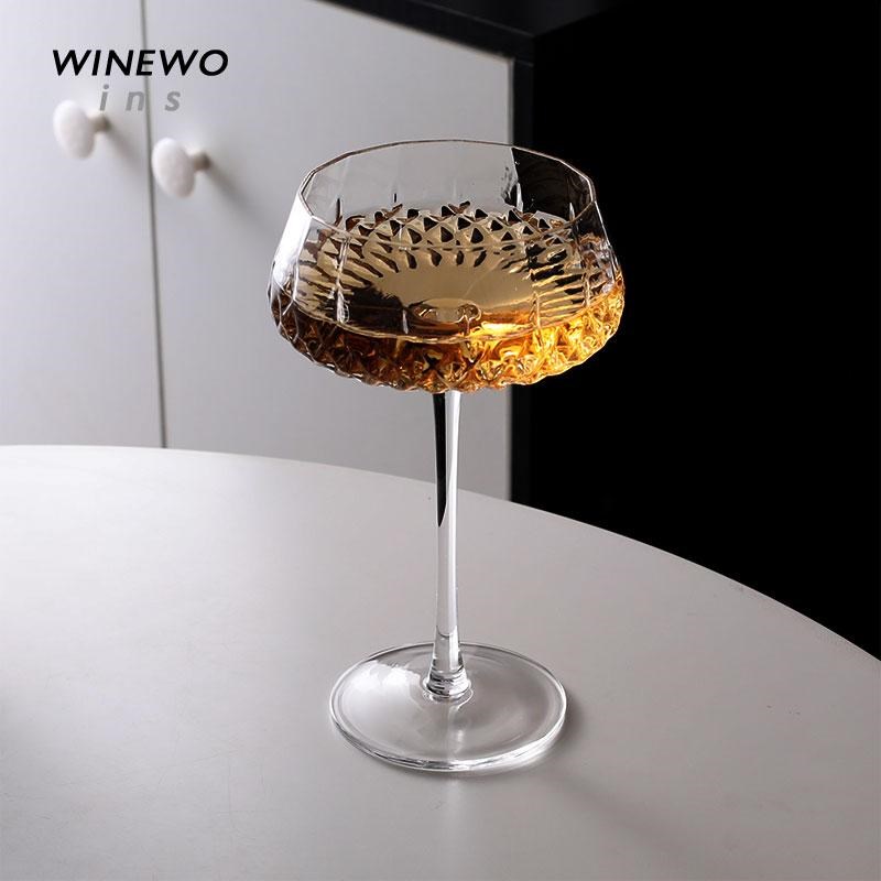 Winea.wo木村硝子碎钻鸡尾酒杯 水晶玻璃高脚杯日式酒杯中古复古