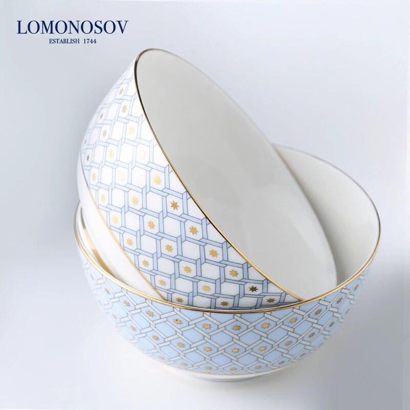 lomonosov俄皇瓷器STAR金边骨瓷碗欧式4.5寸小碗米饭碗家用4祇装