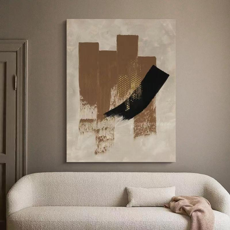手绘油画抽象玄关装饰画现代简约客厅沙发侘寂风挂画艺术肌理壁画