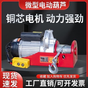修绞盘上料机升降卷扬机 微型电动葫芦220v提升机家用小吊机建筑装