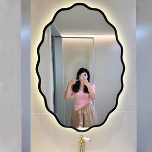 浴室镜异形壁挂家用卫生间智能化妆镜子网红卧室梳妆镜挂墙式 法式