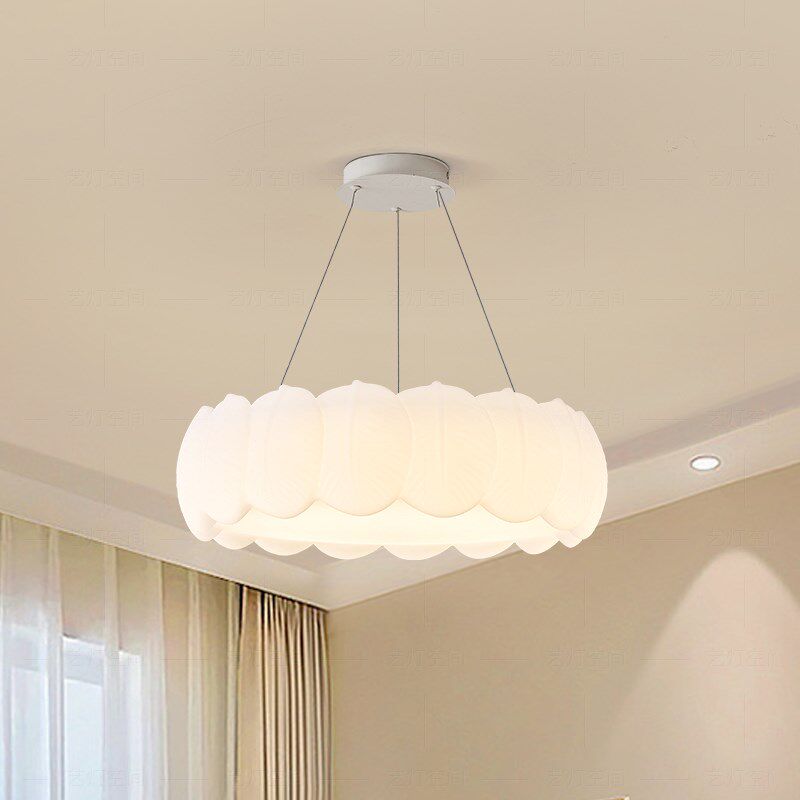艺灯空间极简全光谱护眼卧室吊灯客厅餐厅儿童房吊灯羽毛纹奶油风