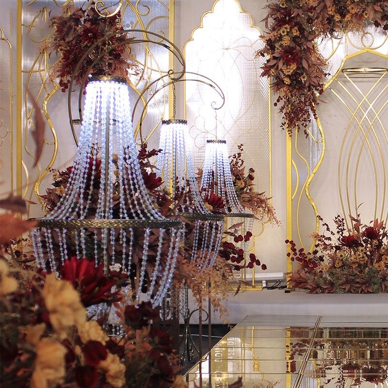 新款婚庆道具铁艺水晶吊顶灯饰发光婚礼舞台现场装饰空中挂件福灯,节庆用品/礼品,吊顶纱幔,淘宝优惠券,粉丝福利购,淘宝优惠卷