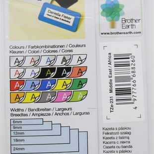 TZe 兄弟标签机色带12mm E100B线缆打印纸 231白底黑字 9便携式