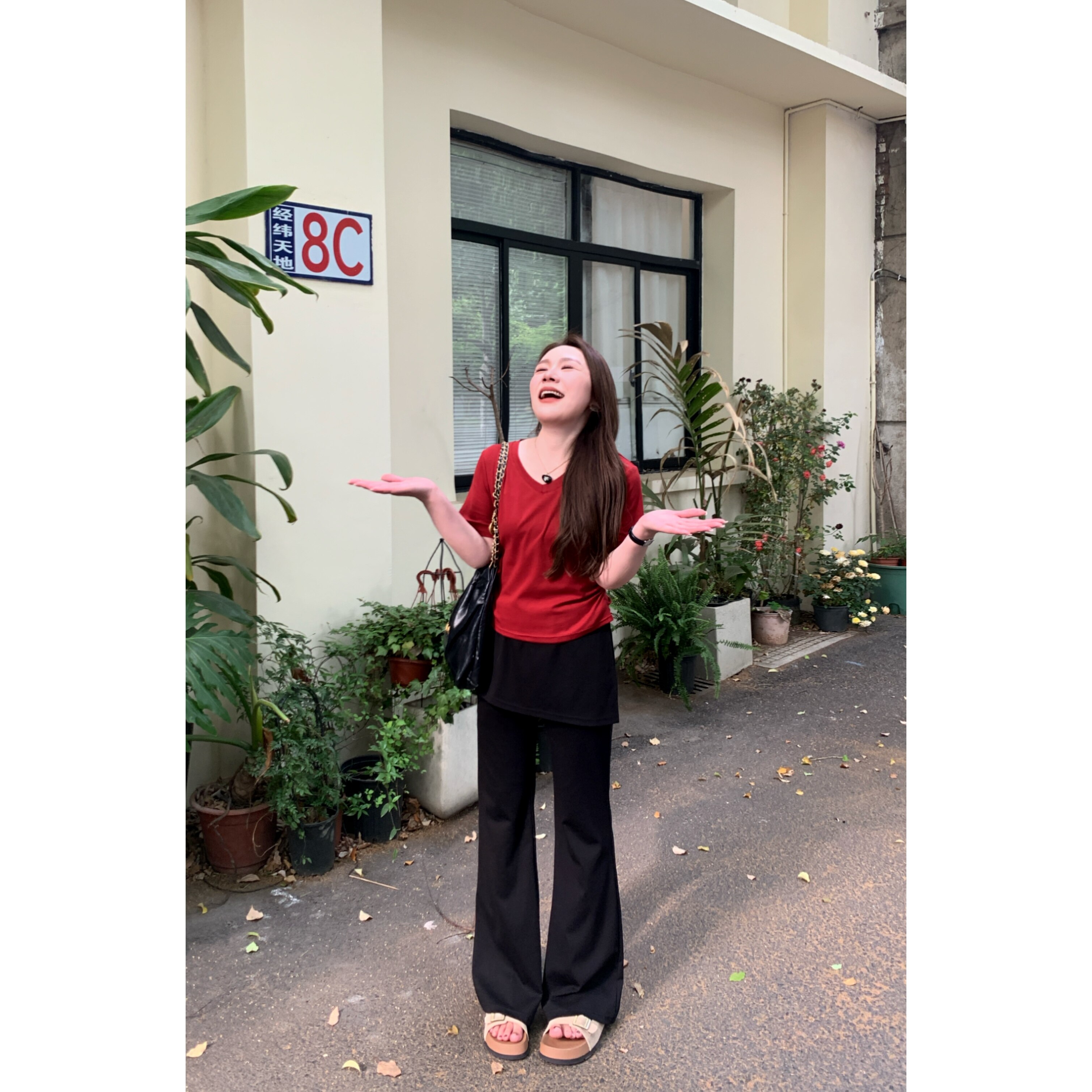 NANJIE/楠姐【瘦瘦T】夏季T恤小V领显瘦百搭气质短袖上衣XNS6350