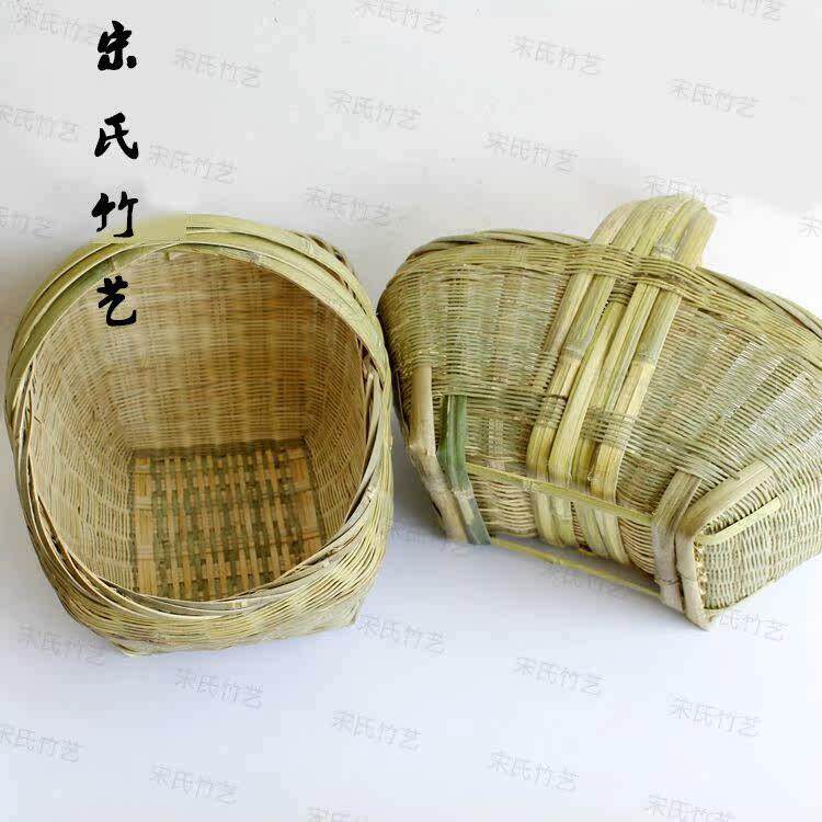 农村老式竹篮竹筐菜篮子提篮箩筐手工编织鸡窝扁担篮筐大号收纳筐