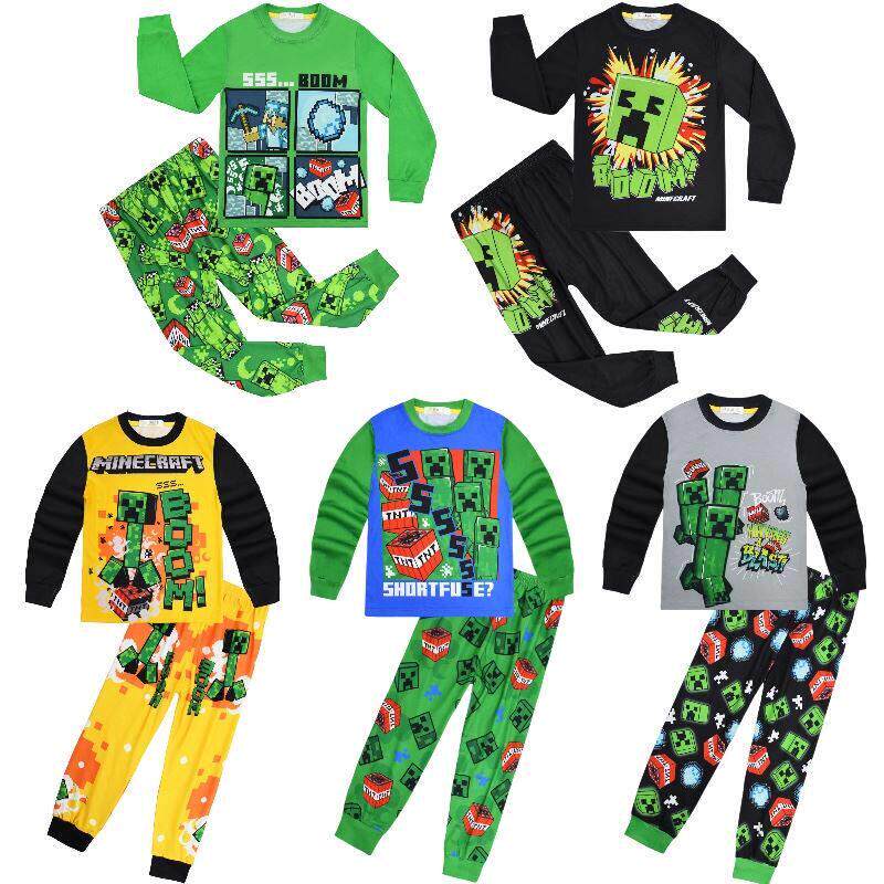 我的世界Minecraft儿童睡衣套装男童家居服游戏空调家居服两件套