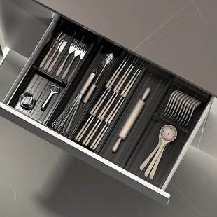 厨房抽屉收纳分隔内置橱柜内碗碟收纳架碗筷盘子收纳盒餐具放碗架