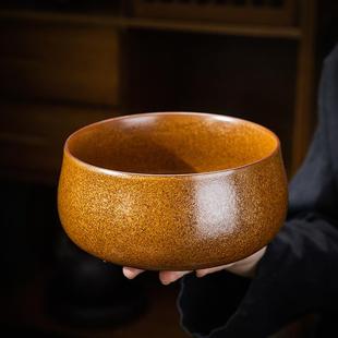 陶瓷禅意水盂家用茶渣桶茶道 粗陶茶渣缸桌面茶洗窑变复古杯洗中式