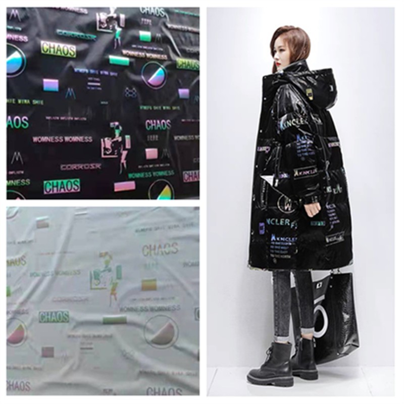 2021新款羽绒服面料 布料 高档亮面炫彩印花免洗防水防寒服棉服布