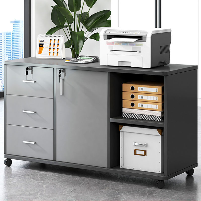 文件柜桌下收纳柜办公柜置物桌边柜侧柜抽屉柜储物柜木质带锁矮柜