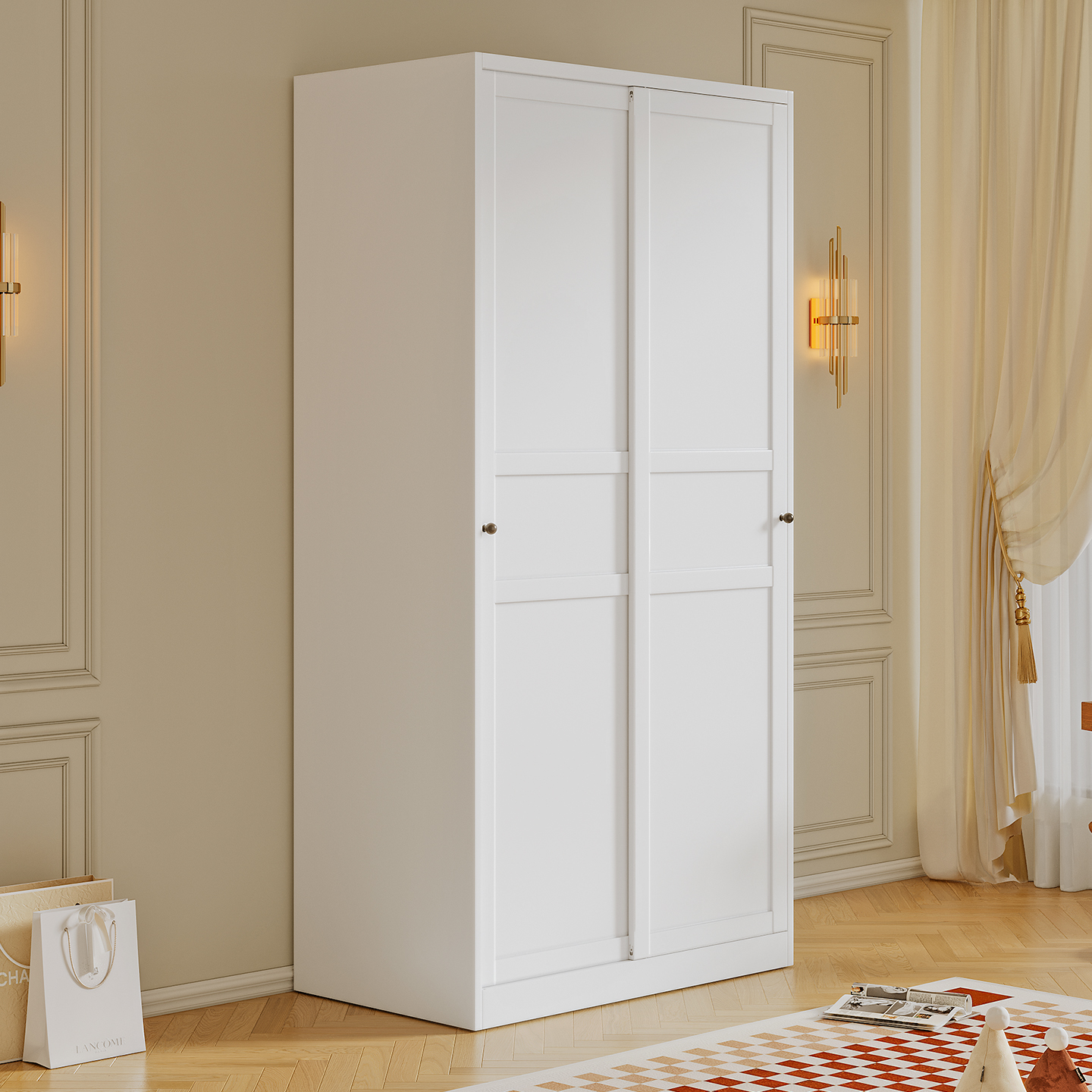 翘喜鹊  全屋钢制三门衣柜家用卧室60cm简约现代储物柜金属收纳