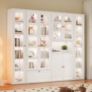 钢制书柜带玻璃门防尘书架铁艺立柜展示柜文件柜收纳柜无甲醛书柜