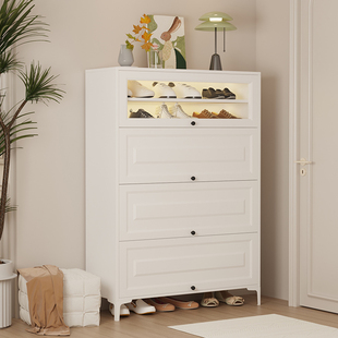 钢制鞋柜家用门口收纳柜玄关收纳架多功能大容量鞋架翻盖式铁皮柜