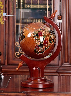 弗朗德木地球仪k摆件办公室桌面装饰品大号落地公司开业商务送礼