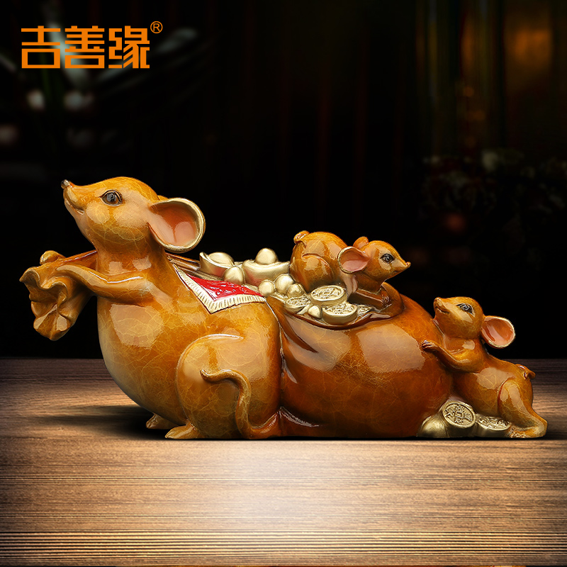《满载而归》铜老鼠摆件 招财鼠生肖贺岁新年家居客厅Z装饰工艺品