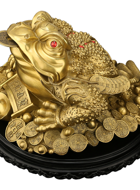 吉善堂 铜金蟾摆件 三足三脚金蝉蟾蜍蛤蟆店铺收银台招Y财工艺礼