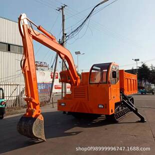 全地形挖沙履带随车挖8吨带货箱履带式随车挖掘机操作简单